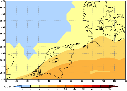 Area mean of this climate scenario: +3 days