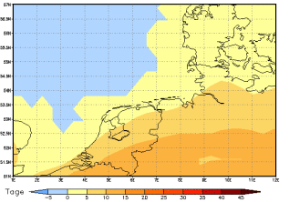 Area mean of this climate scenario: +3 days