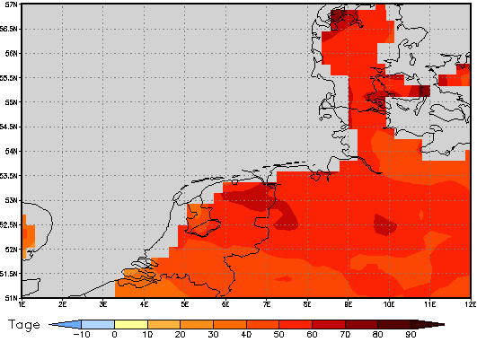 Area mean of this climate scenario: +55 days