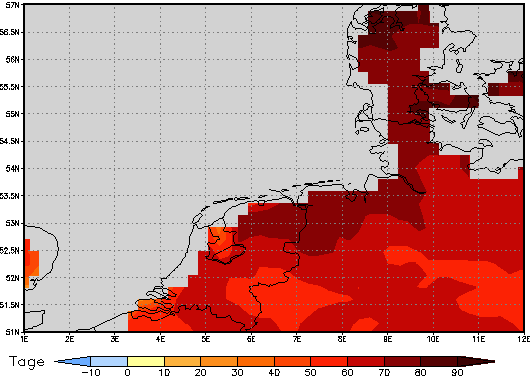 Area mean of this climate scenario: +69 days
