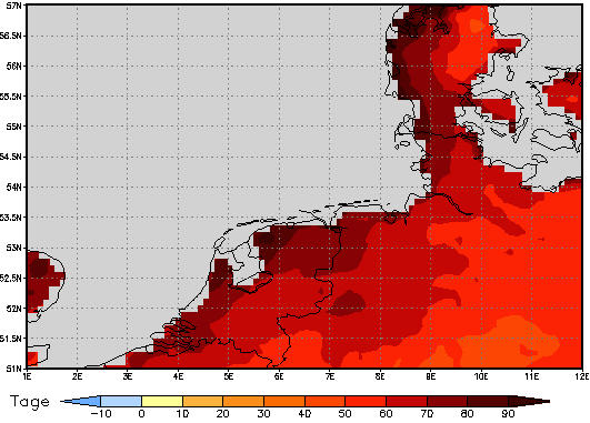 Area mean of this climate scenario: +68 days