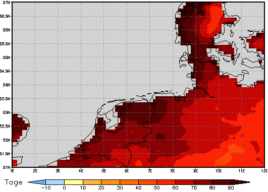 Area mean of this climate scenario: +76 days