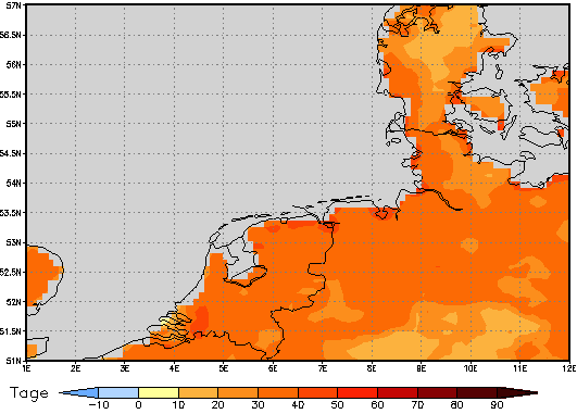 Area mean of this climate scenario: +34 days