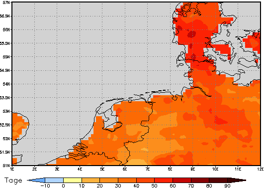Area mean of this climate scenario: +40 days